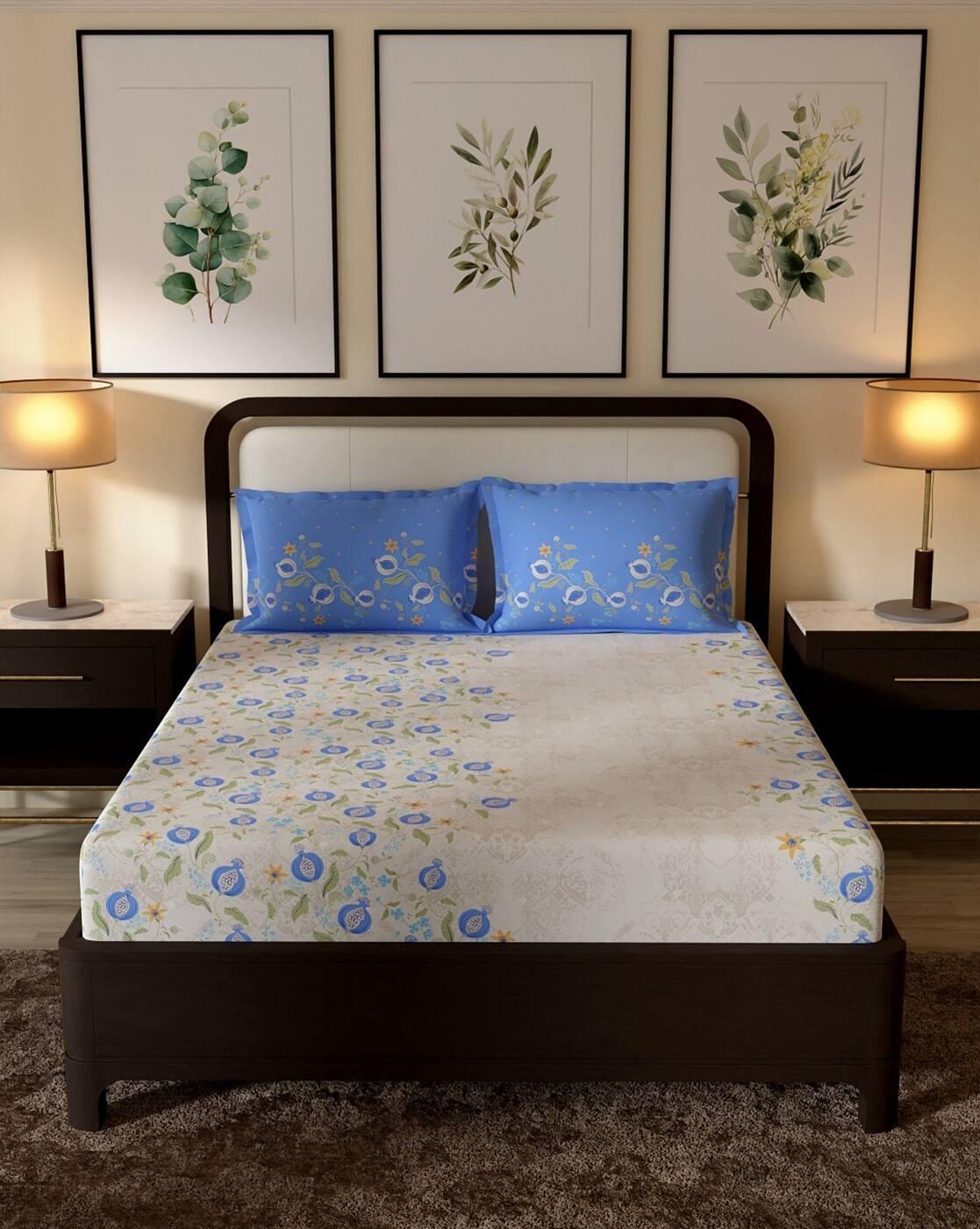 144 TC Cotton Bedsheet with 2 Pillow Covers