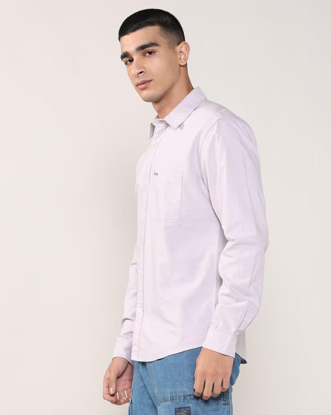 Men Regular Fit Shirt with Patch Pocket