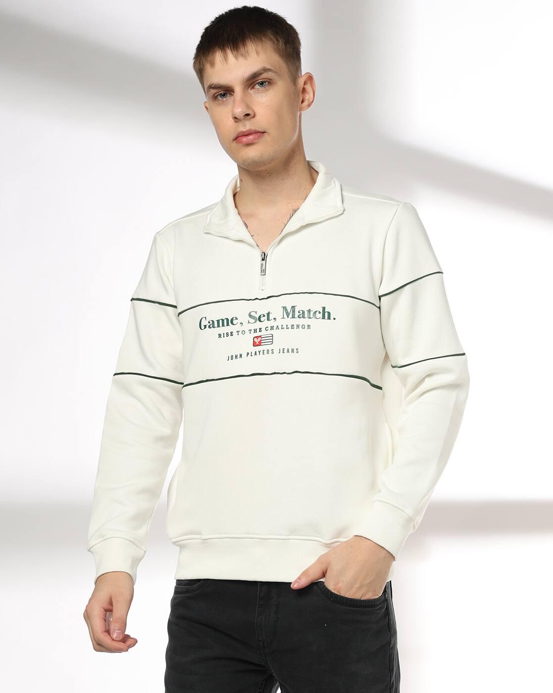 Men Typographic Print Slim Fit Mock-Neck Sweatshirt