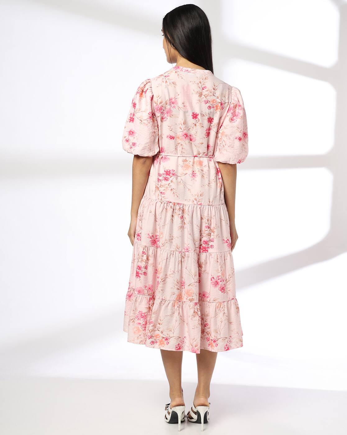 Women Floral Print Tiered Dress