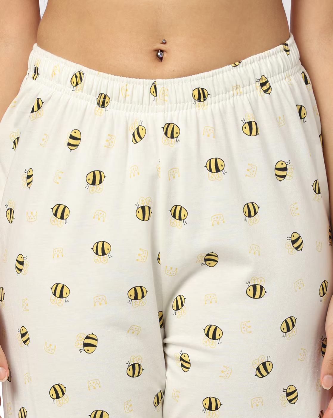 Women Graphic Print T-Shirt & Pyjamas Set
