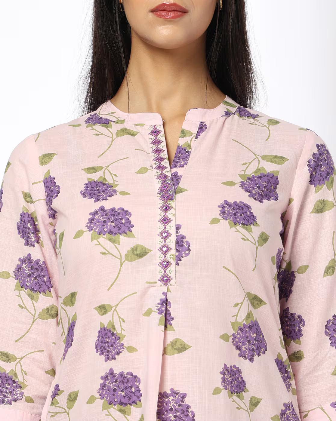 Women Floral Print Straight Kurta & Palazzos Set