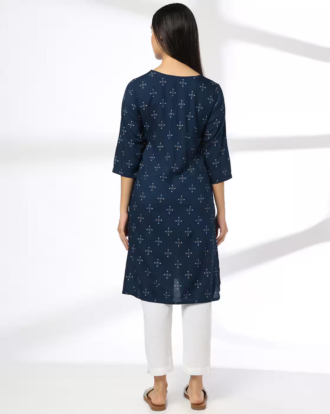 Women Embroidered Straight Kurta
