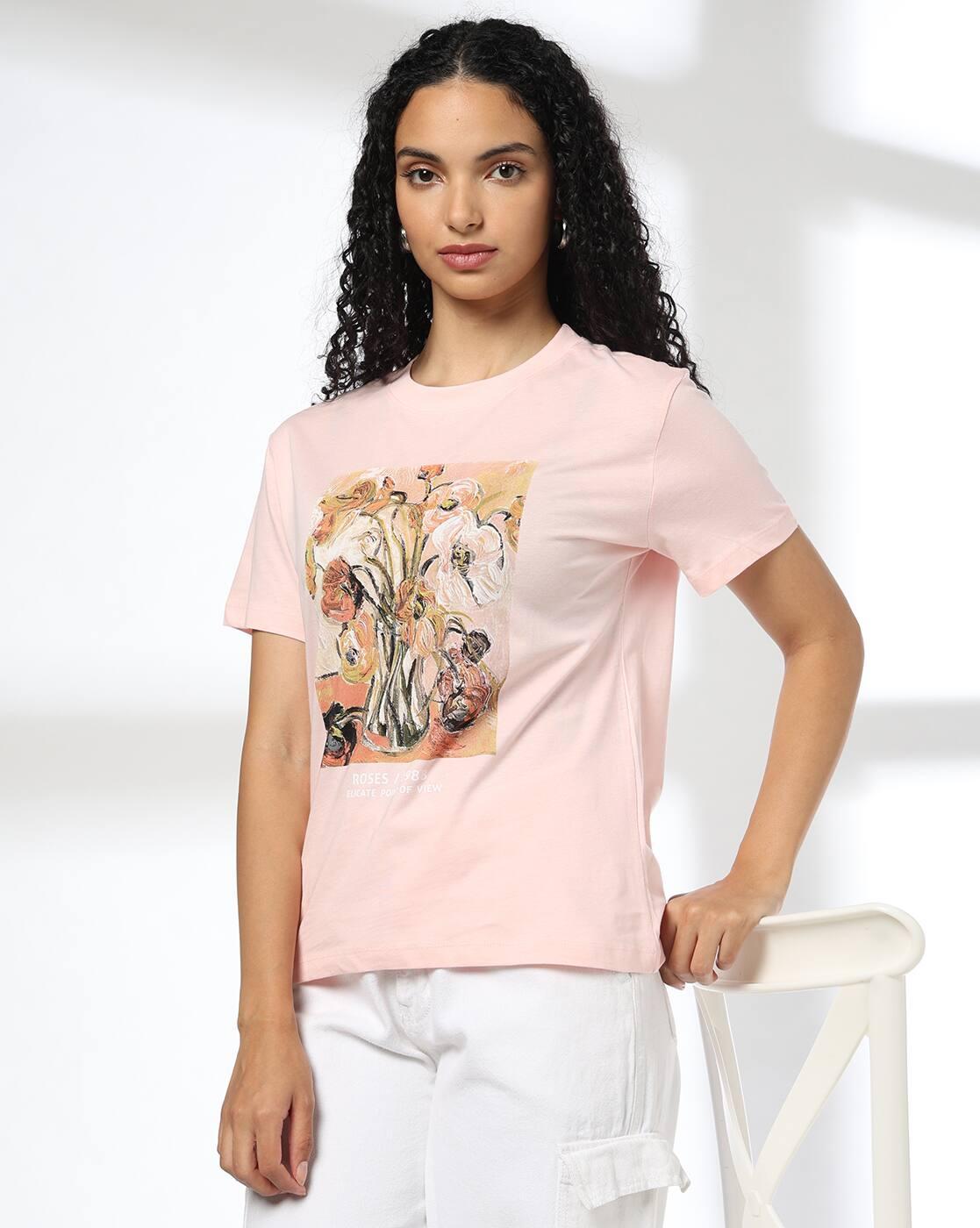 Women Floral Print Regular Fit Crew-Neck T-Shirt