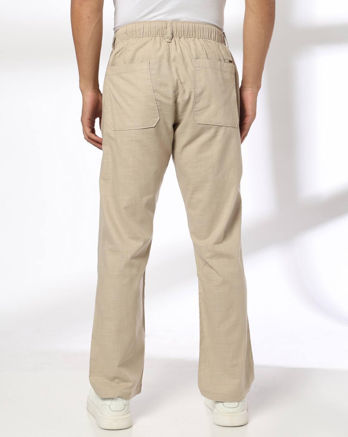 Men Regular Fit Flat-Front Trousers