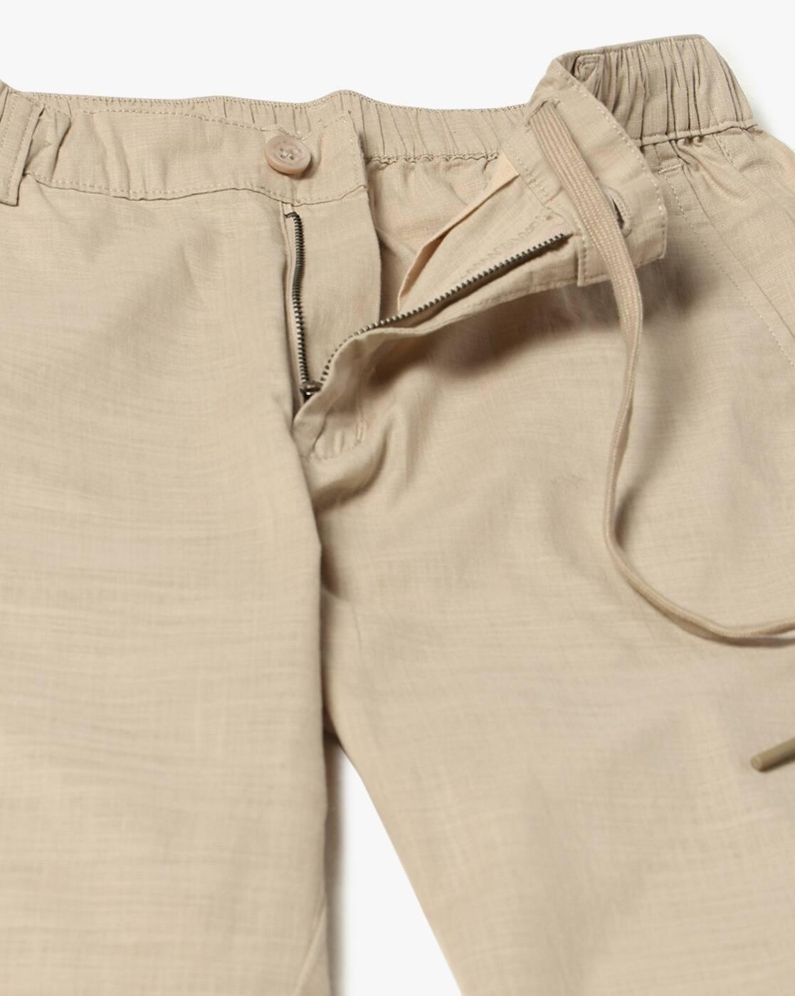 Men Regular Fit Flat-Front Trousers