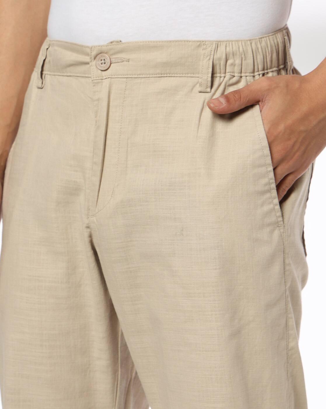 Men Regular Fit Flat-Front Trousers