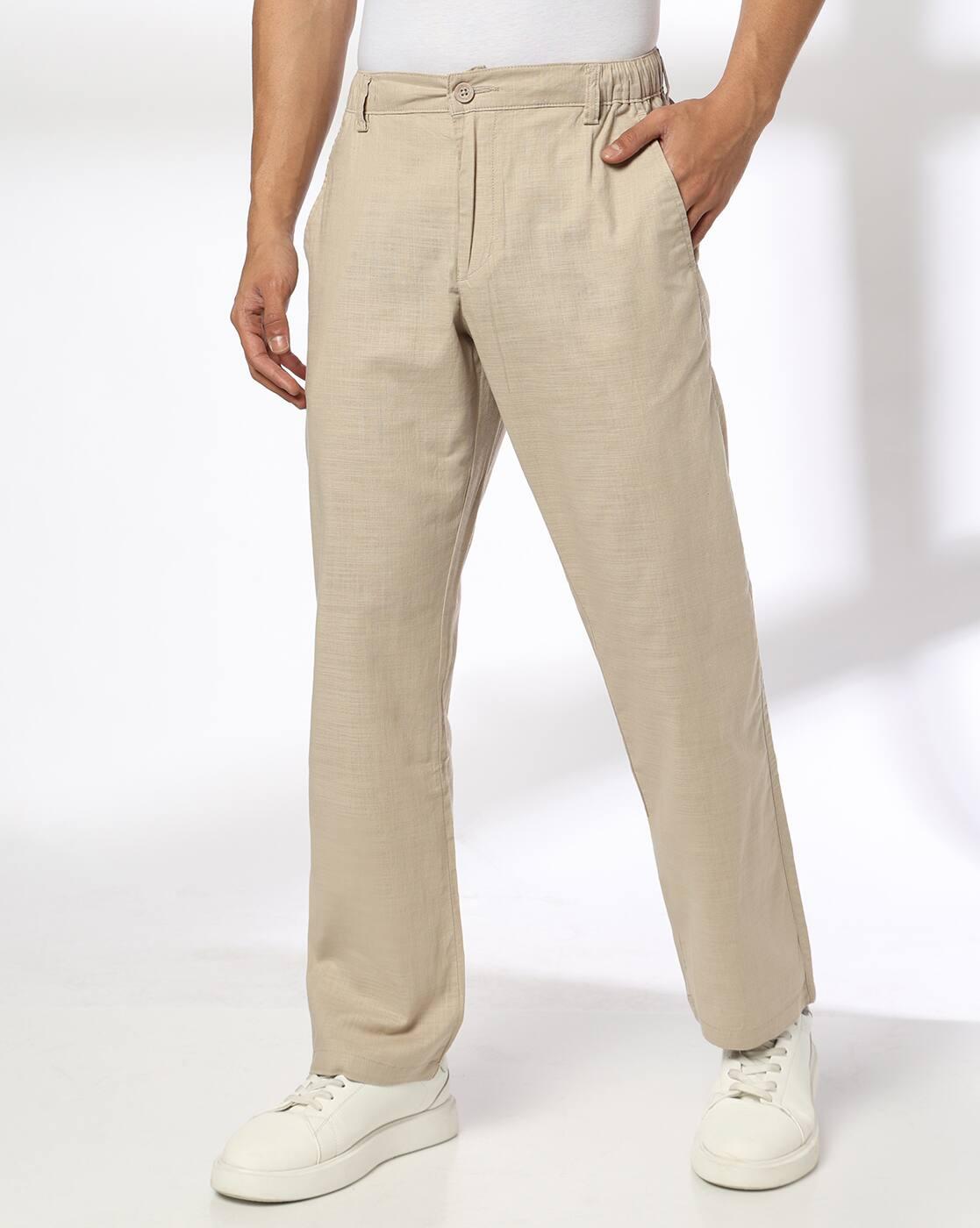 Men Regular Fit Flat-Front Trousers