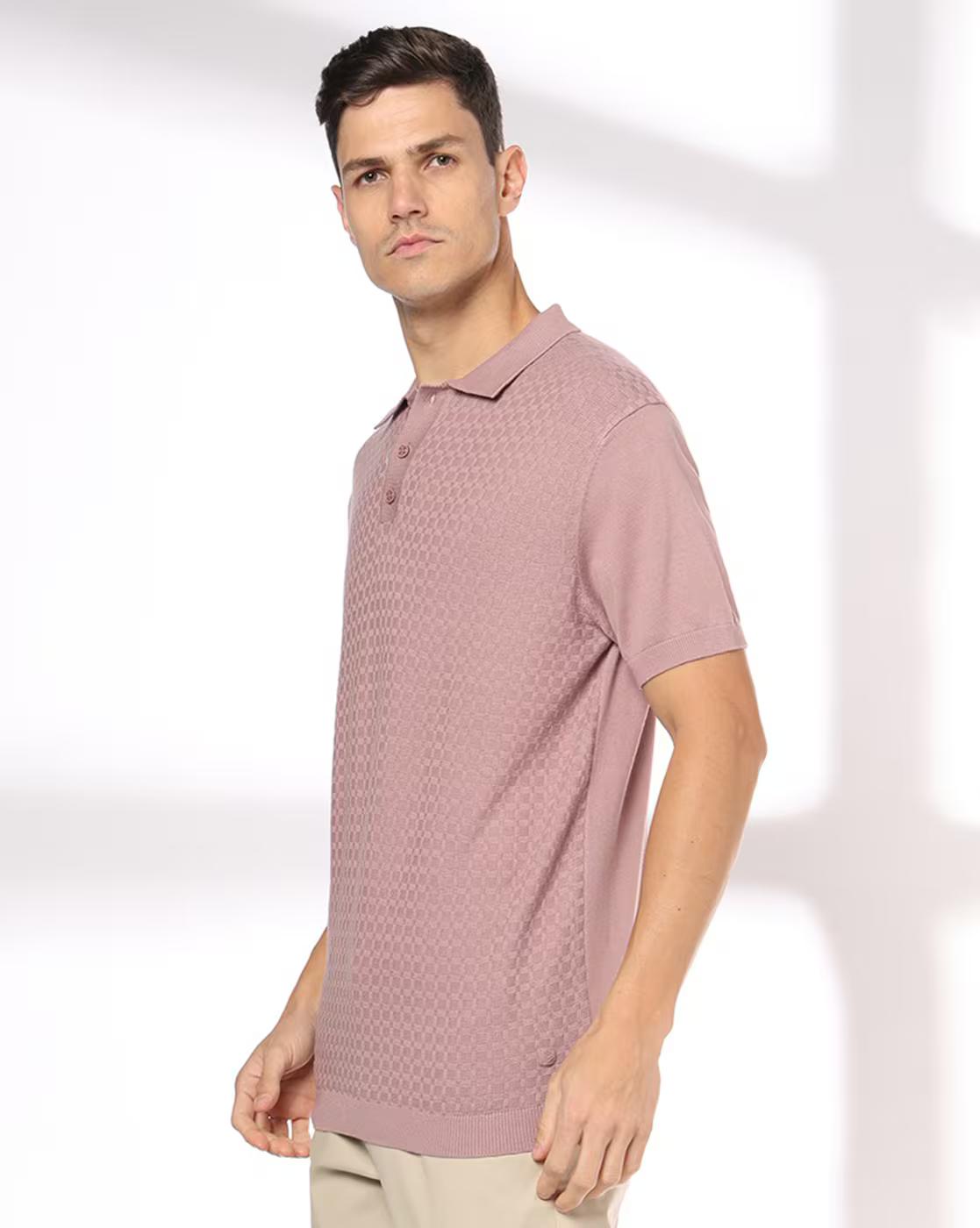 Men Patterned Slim Fit Polo T-Shirt