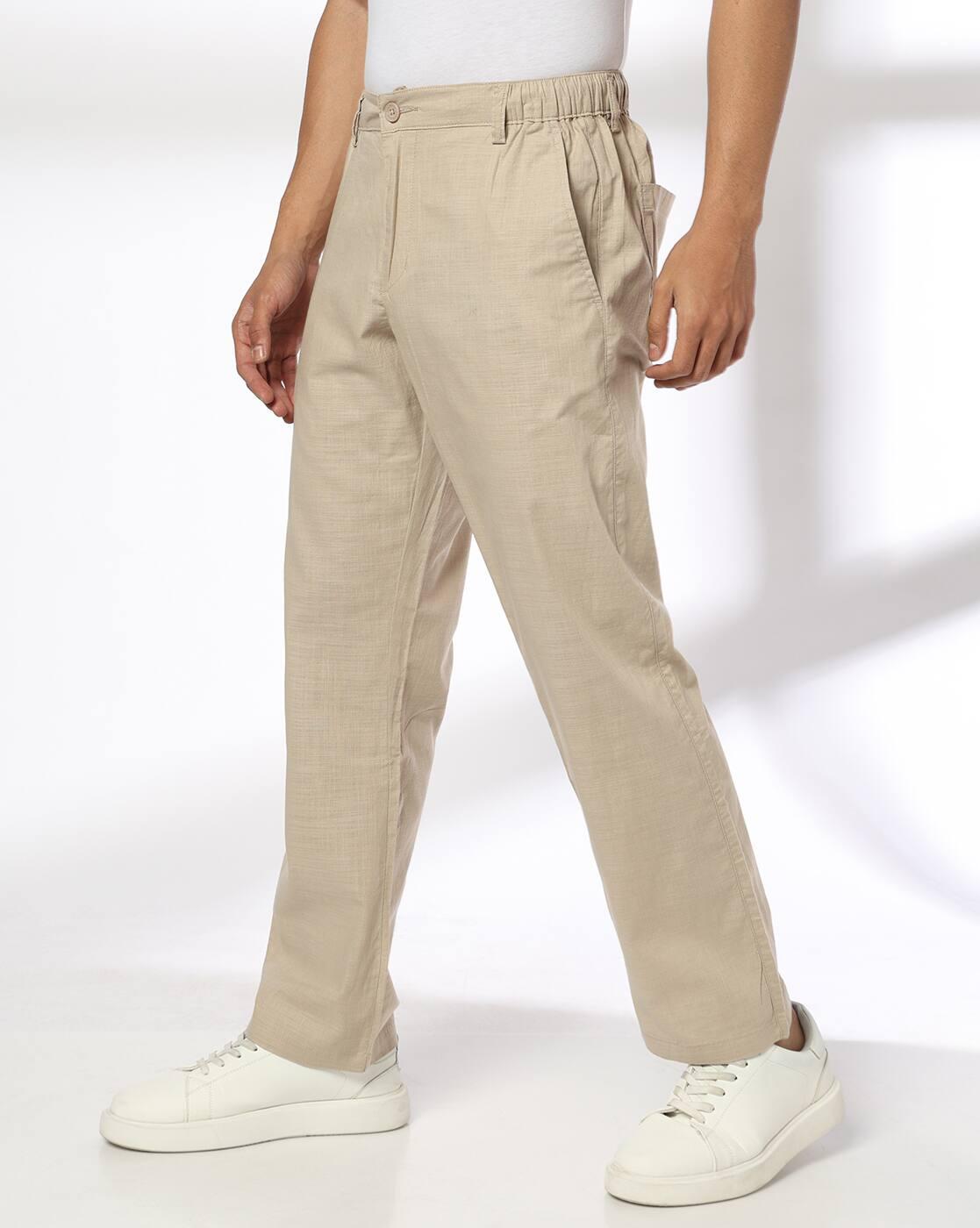 Men Regular Fit Flat-Front Trousers