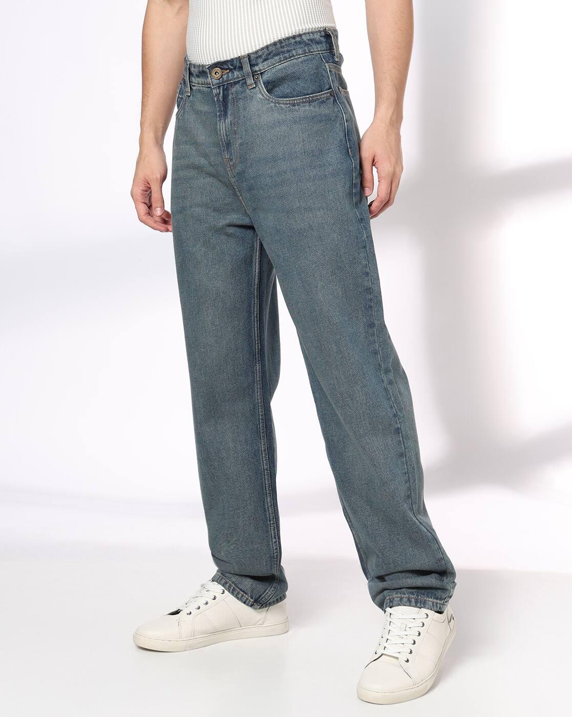 Men Lightly Washed Loose Fit Jeans