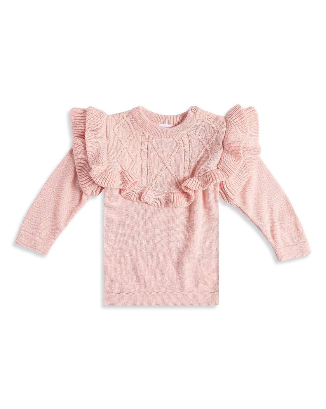 Girls Cable-Knit Round-Neck Sweater