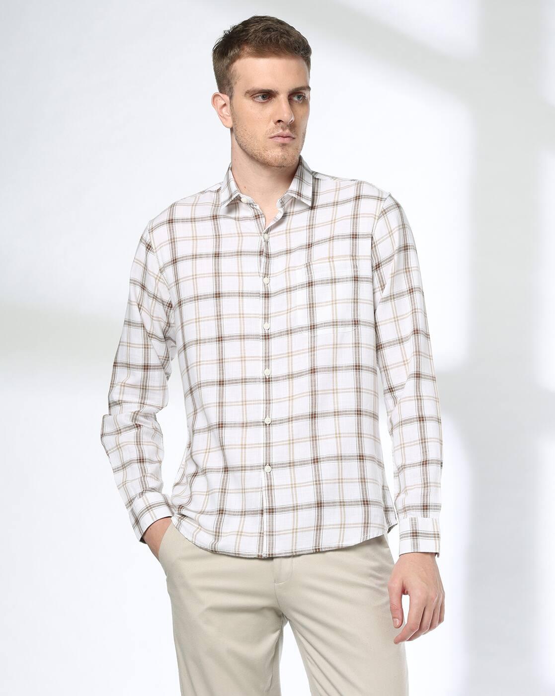 Men Checked Slim Fit Cotton Shirt