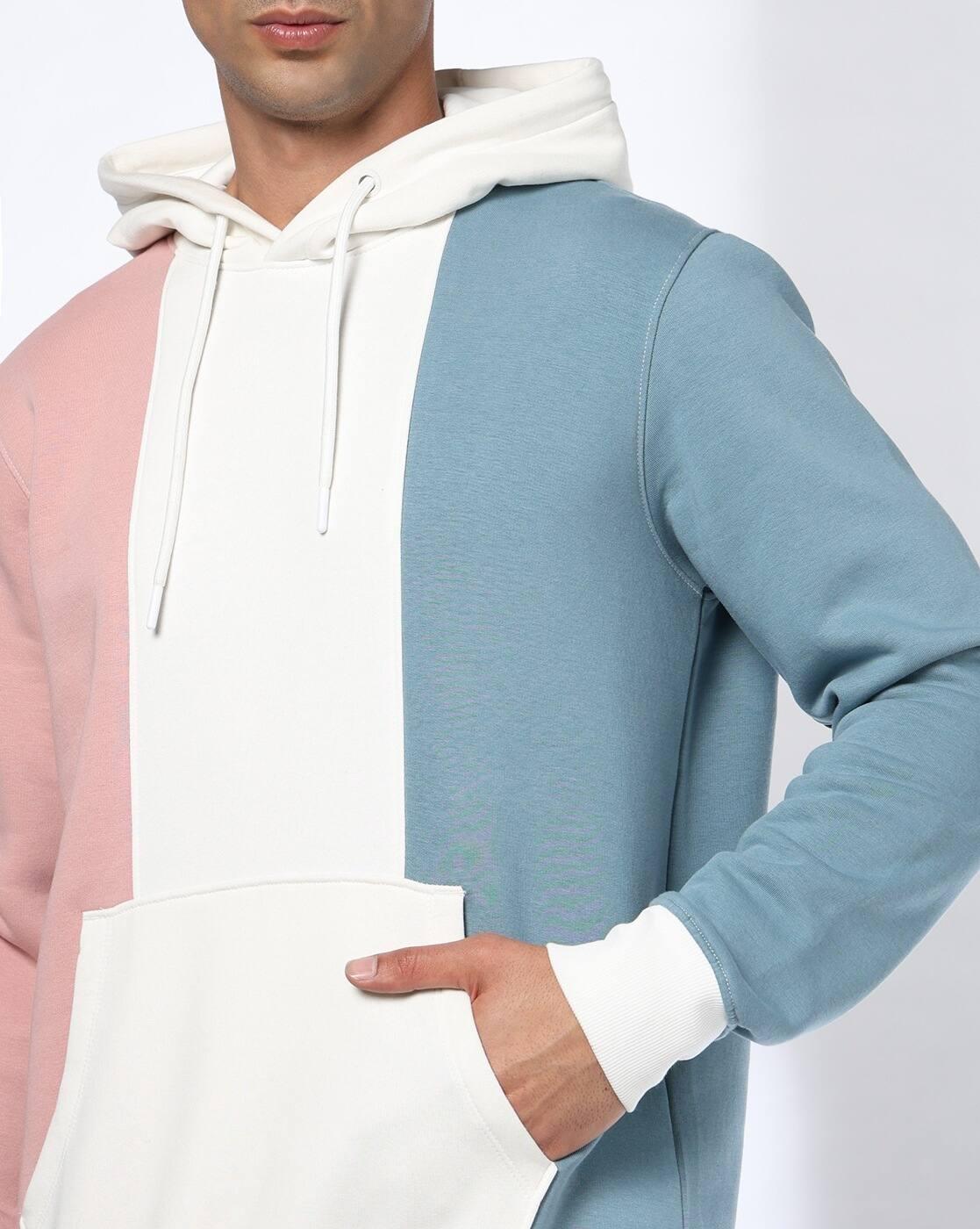 Men Colourblock Slim Fit Hoodie