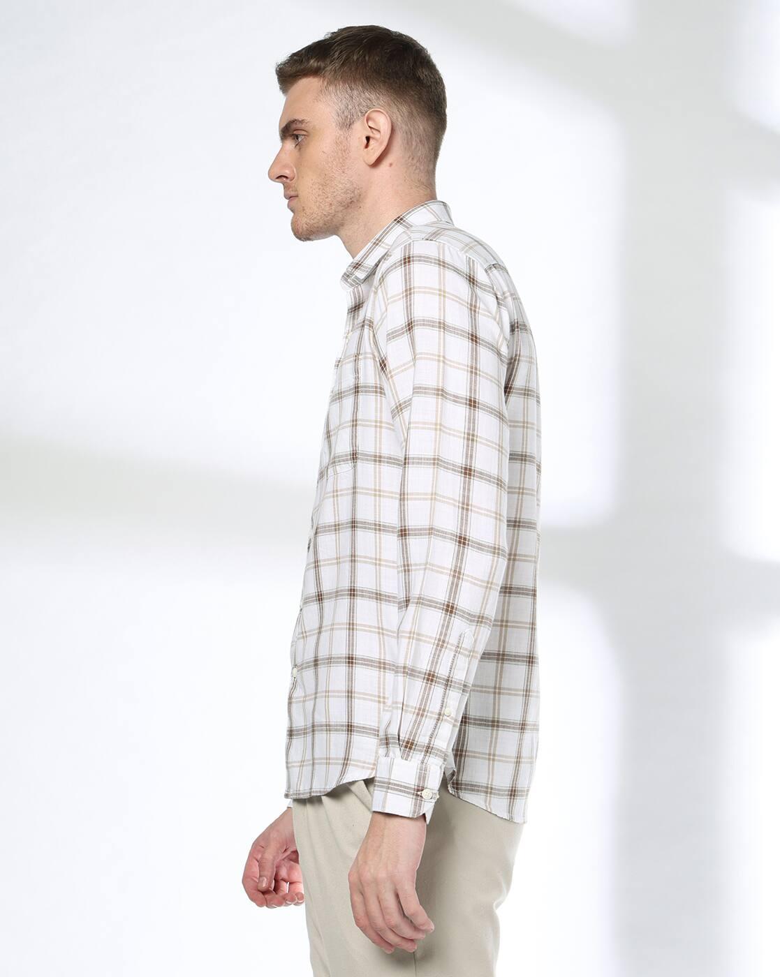 Men Checked Slim Fit Cotton Shirt