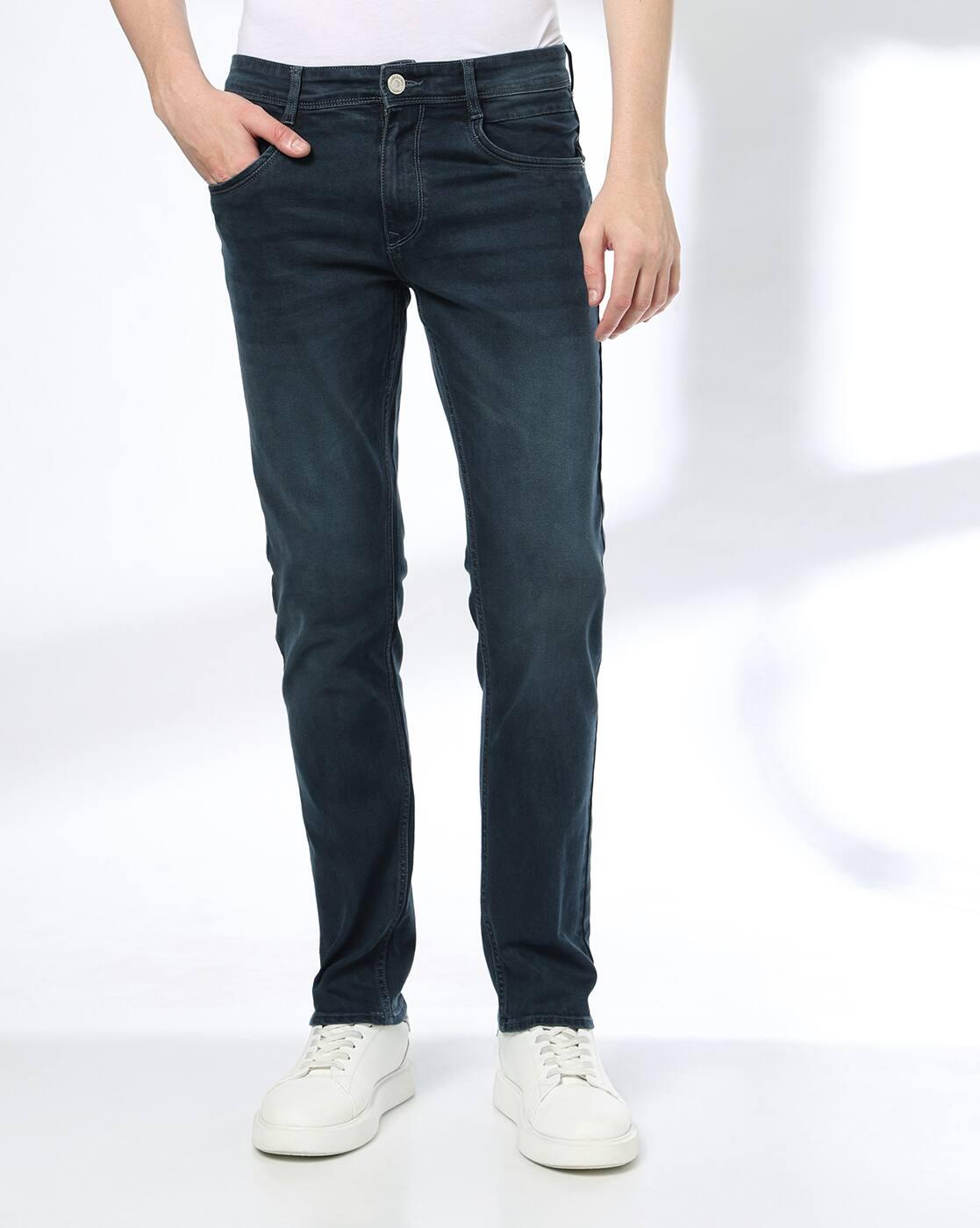 Men Washed Mid-Rise Slim Fit Jeans