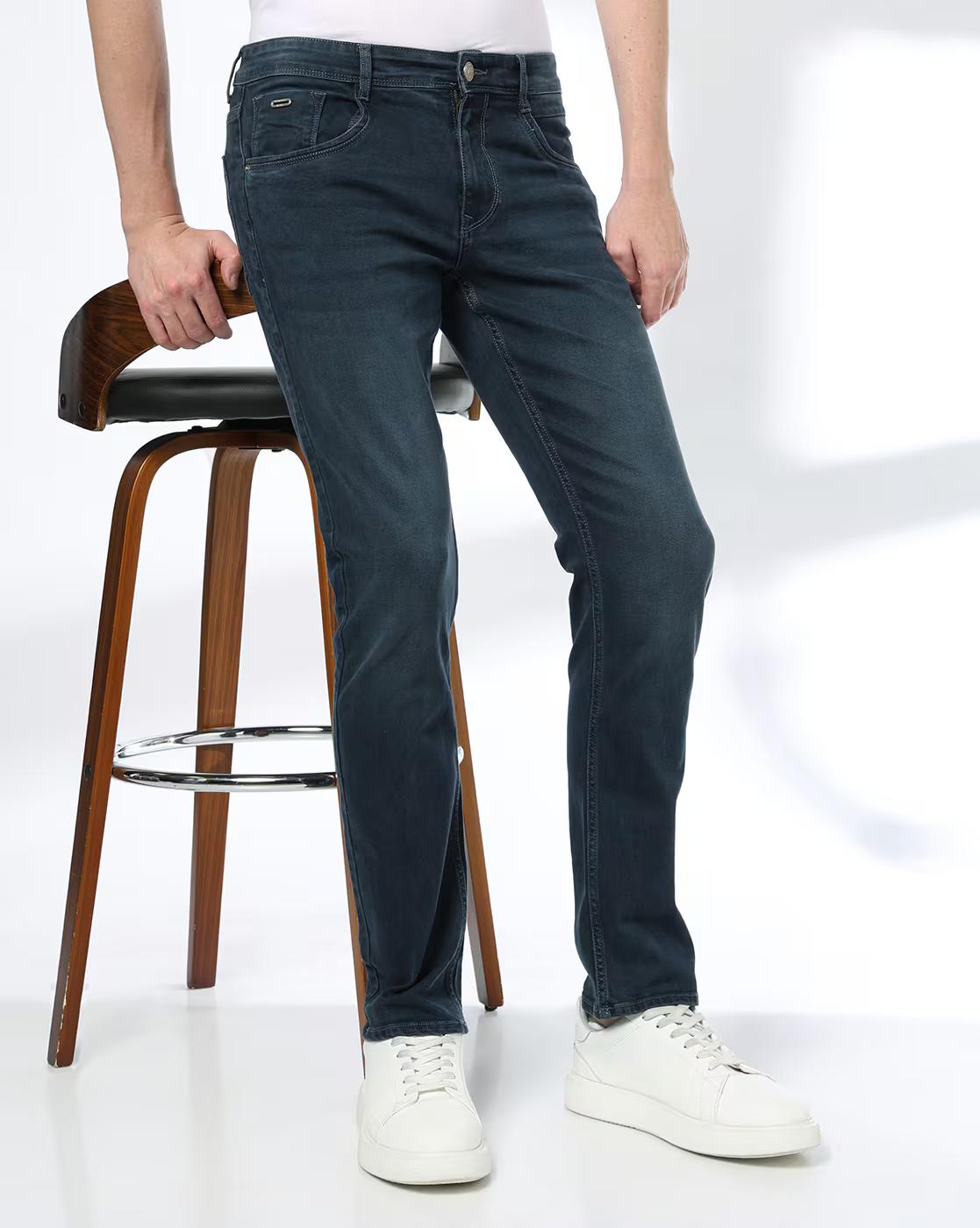 Men Washed Mid-Rise Slim Fit Jeans