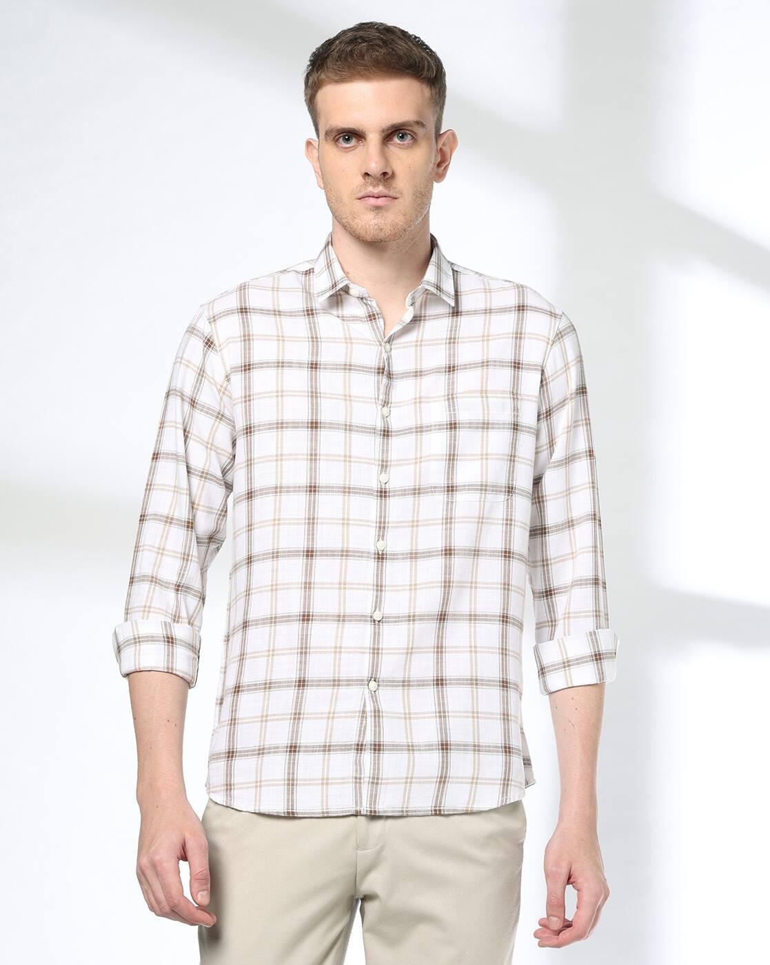 Men Checked Slim Fit Cotton Shirt