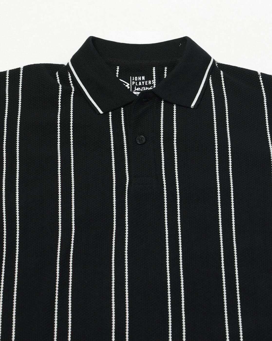 Men Striped Slim Fit Polo T-Shirt
