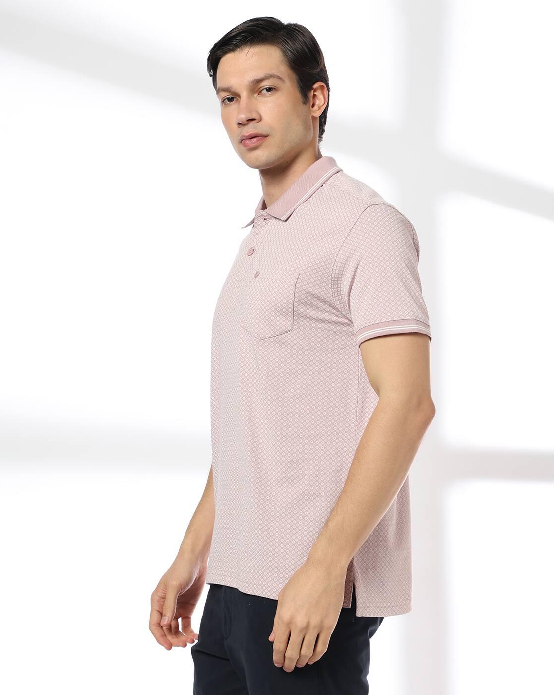 Men Geometric Print Slim Fit Polo T-Shirt