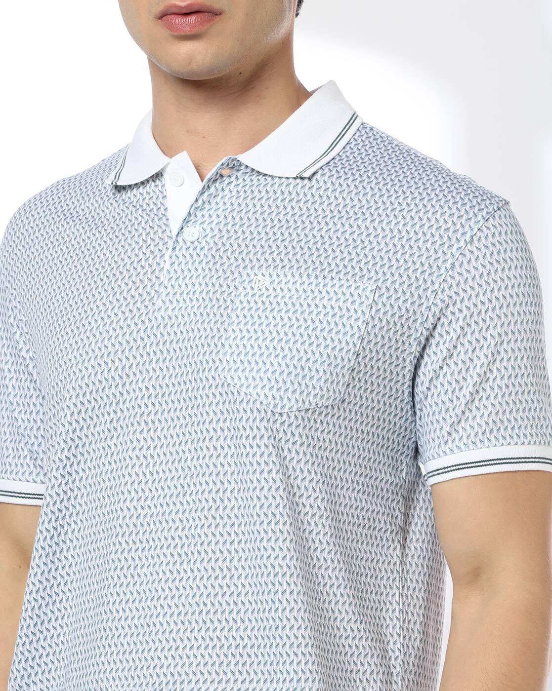 Men Geometric Print Slim Fit Polo T-Shirt