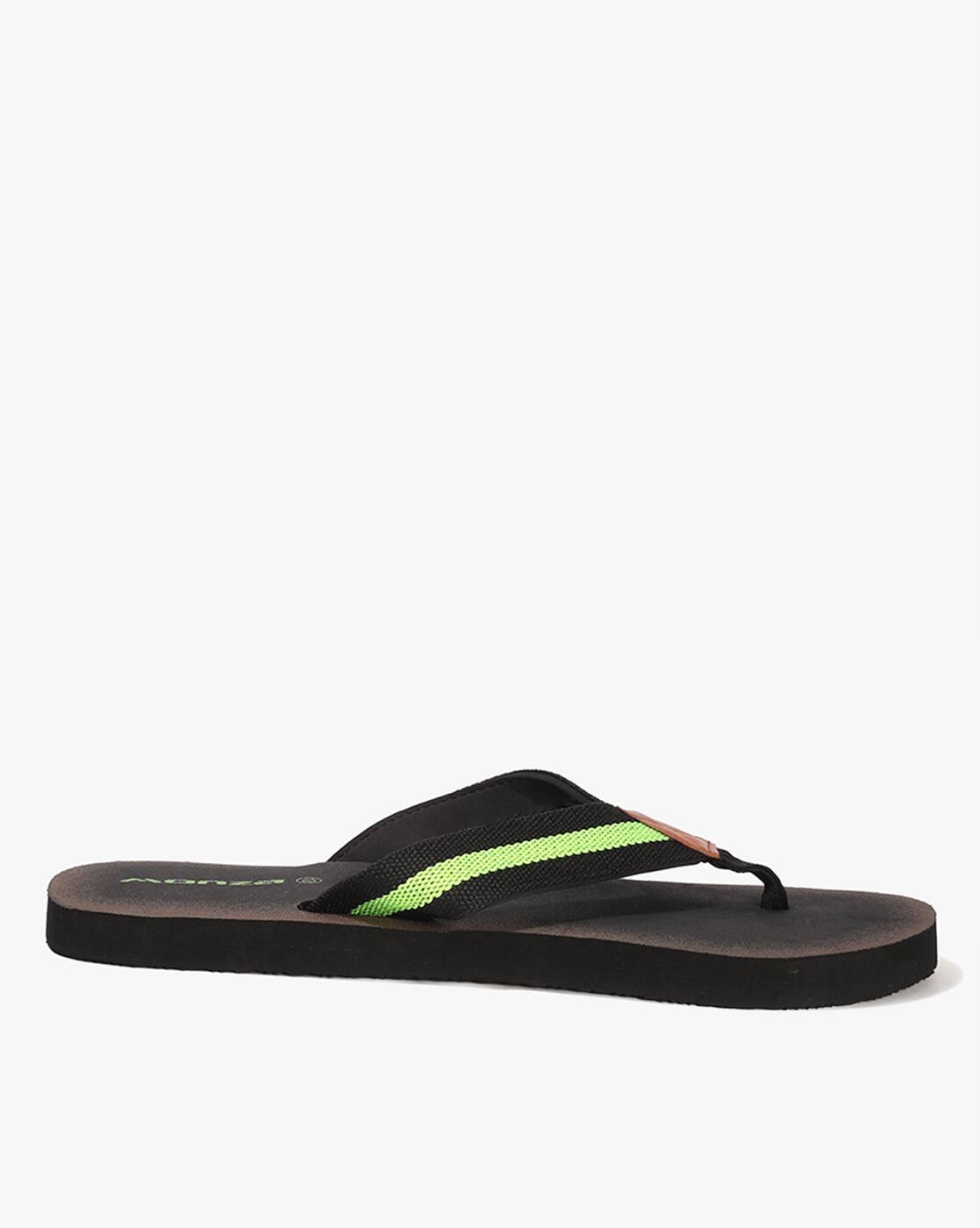 Men Striped Thong-Strap Flip-Flops