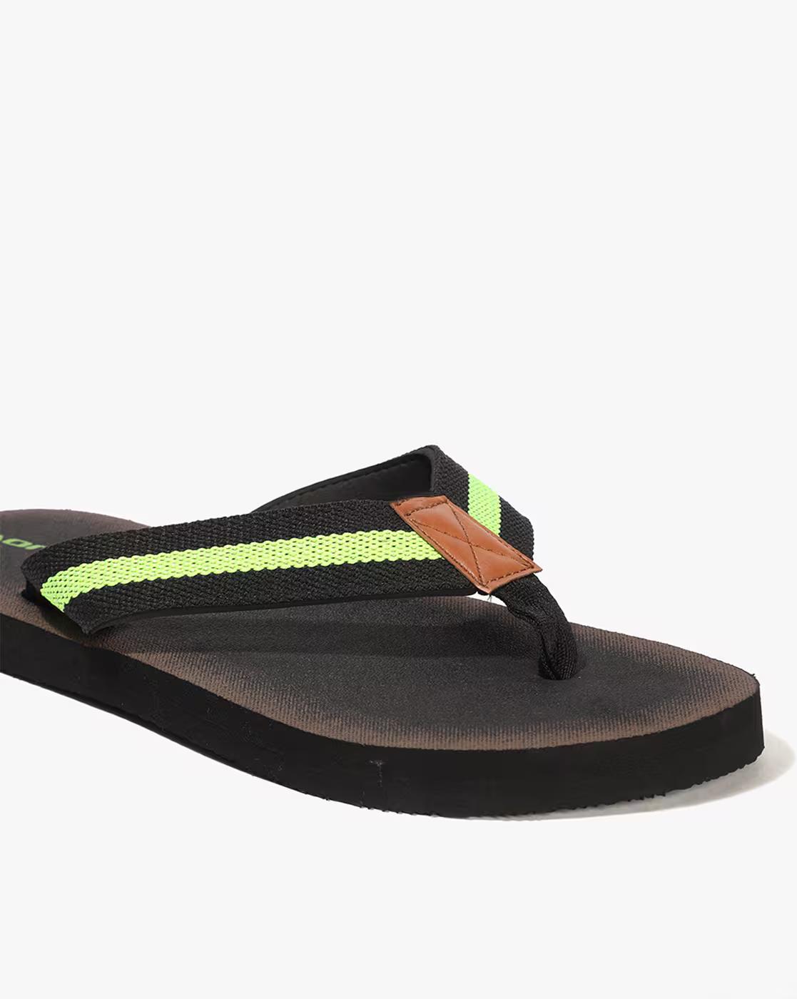 Men Striped Thong-Strap Flip-Flops