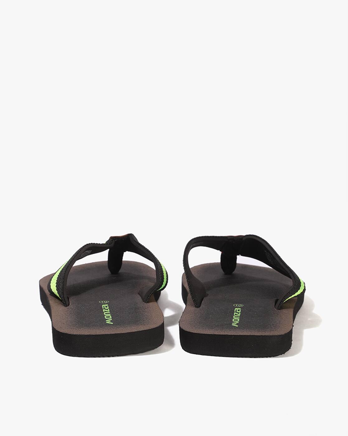 Men Striped Thong-Strap Flip-Flops