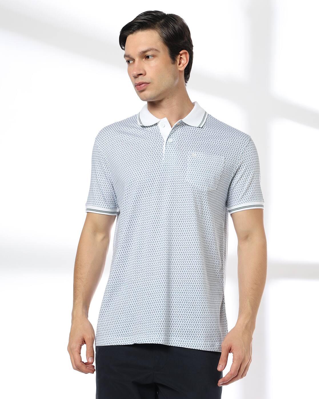 Men Geometric Print Slim Fit Polo T-Shirt