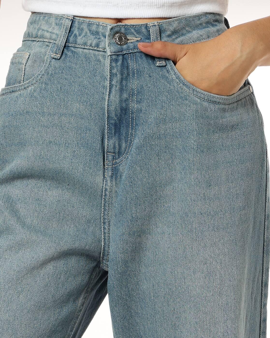 Women Mid-Wash Barrel Fit JEans