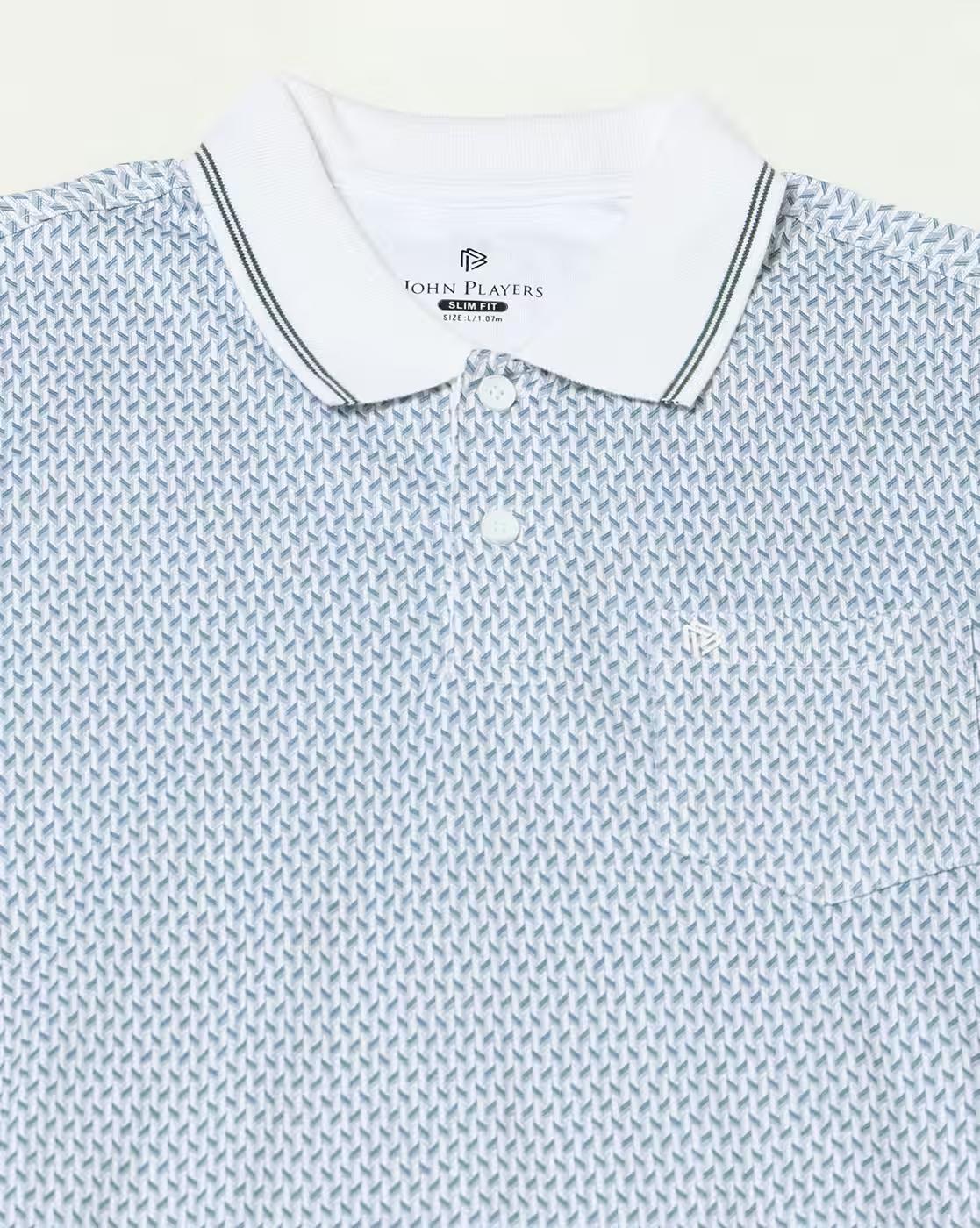 Men Geometric Print Slim Fit Polo T-Shirt