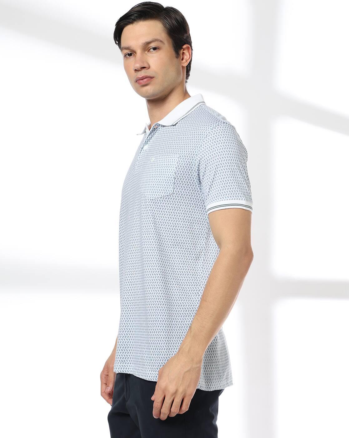 Men Geometric Print Slim Fit Polo T-Shirt