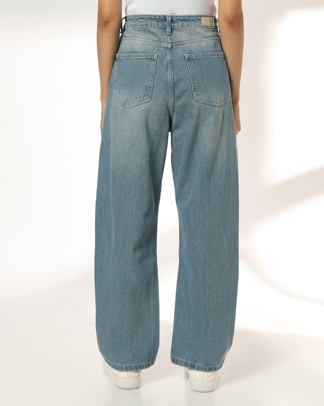 Women Mid-Wash Barrel Fit JEans