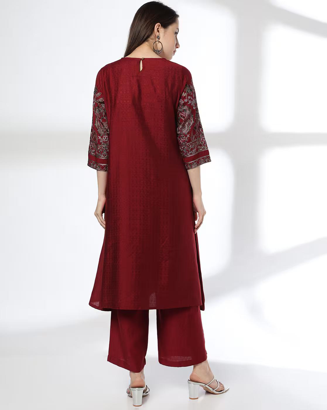 Women Pintuck A-Line Kurta with Palazzos