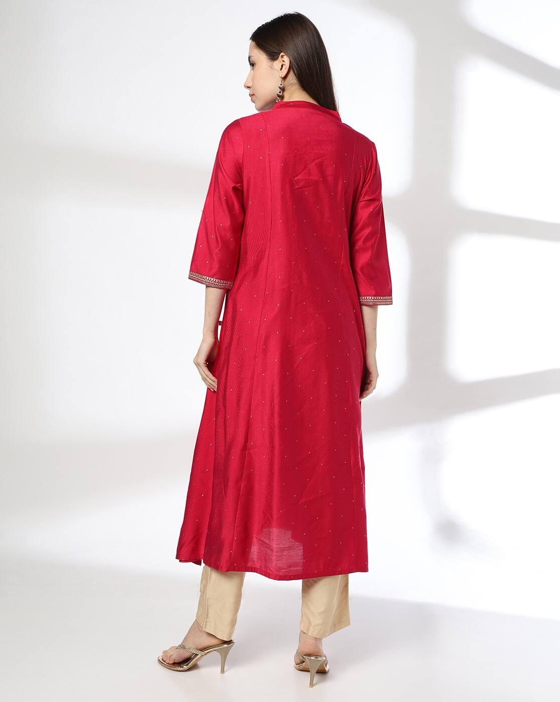 Women Embroidered Straight Kurta