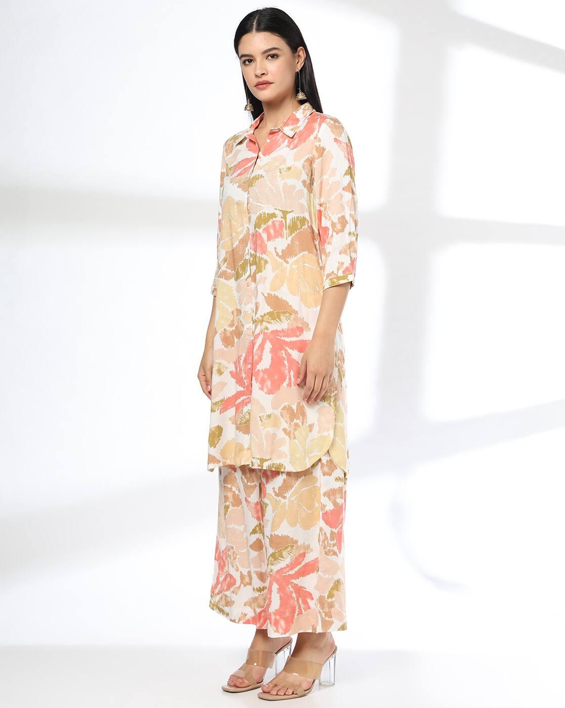 Women Floral Print Straight Kurta & Palazzos Set
