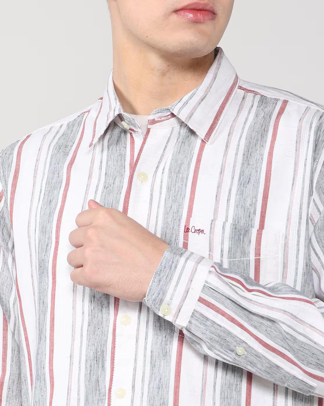 Men Striped Regular Fit Shirt with Patch Pocket