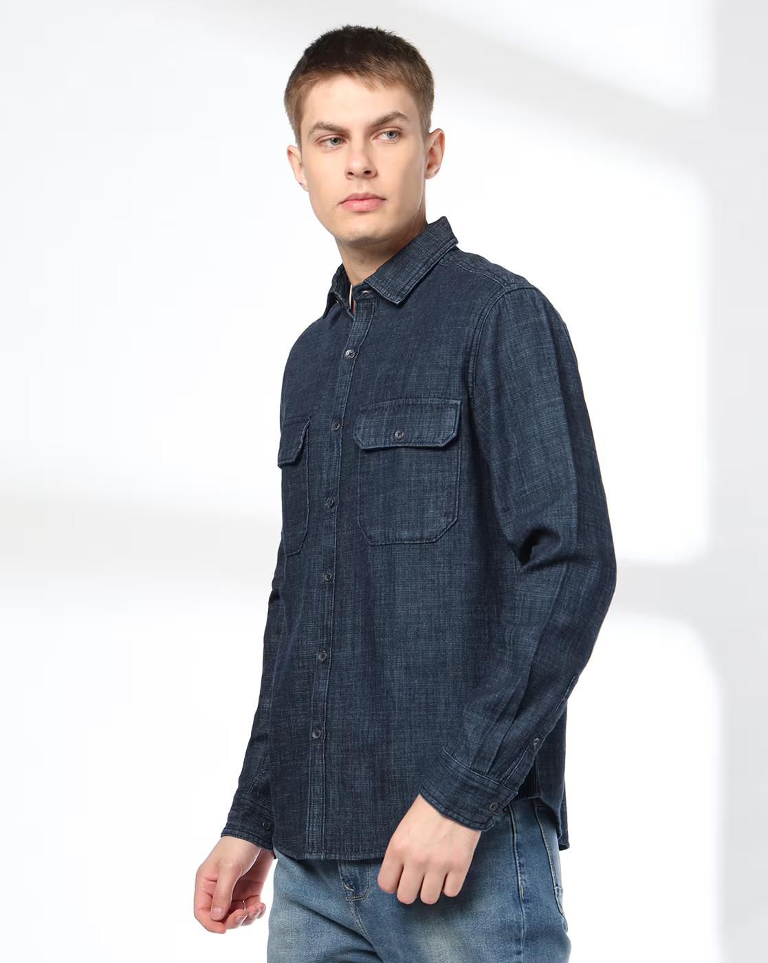 Men Regular Fit Shirt with Flap Pockets