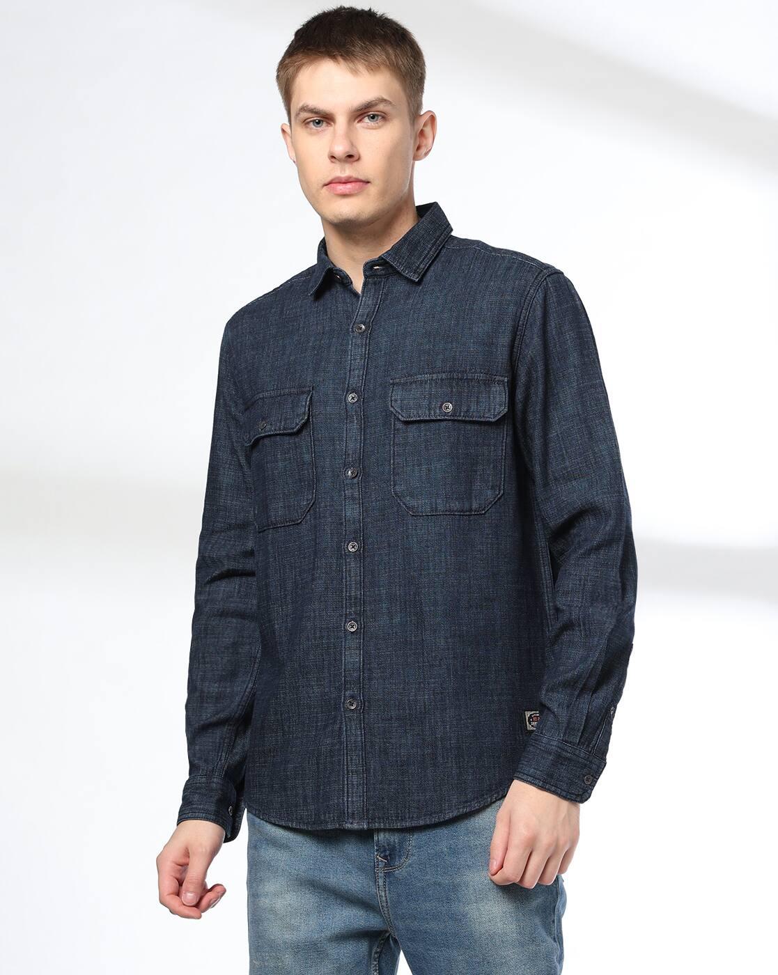 Men Regular Fit Shirt with Flap Pockets