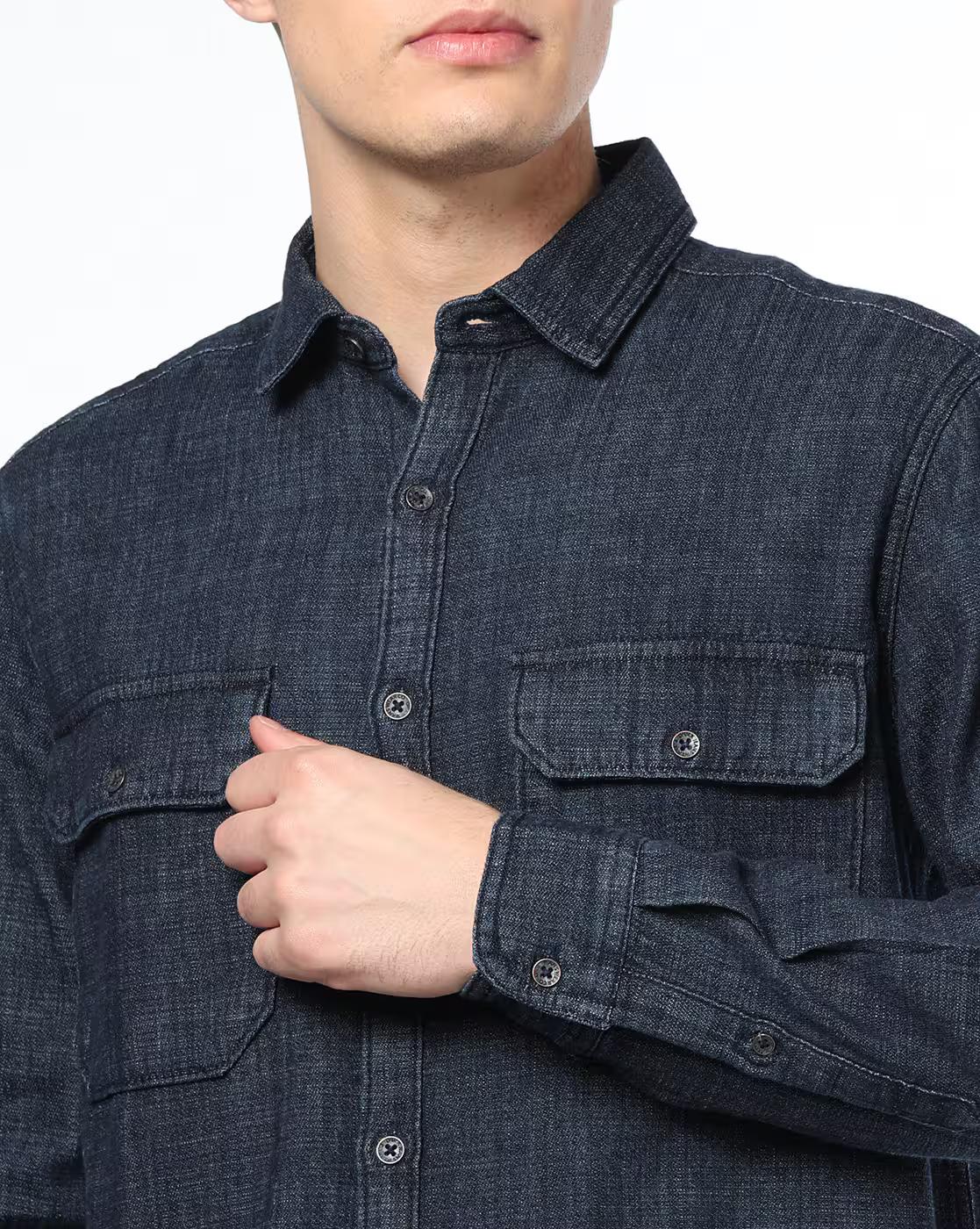 Men Regular Fit Shirt with Flap Pockets