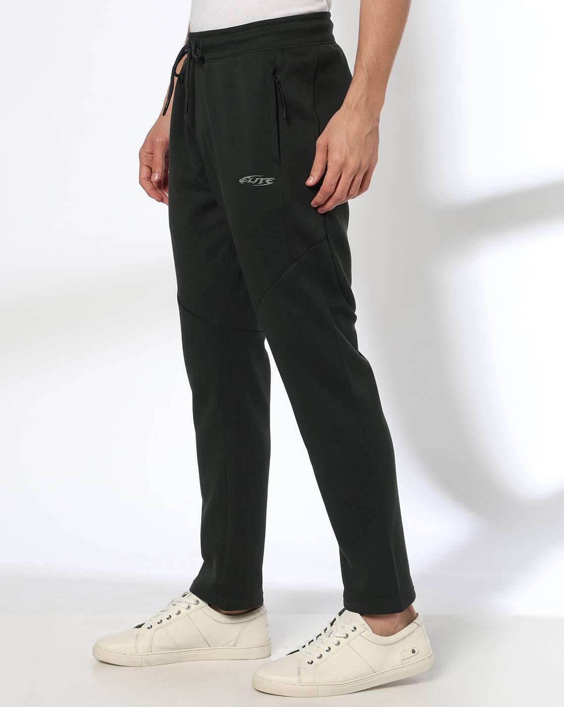 Men Straight Track Pants with Drawstring Waist