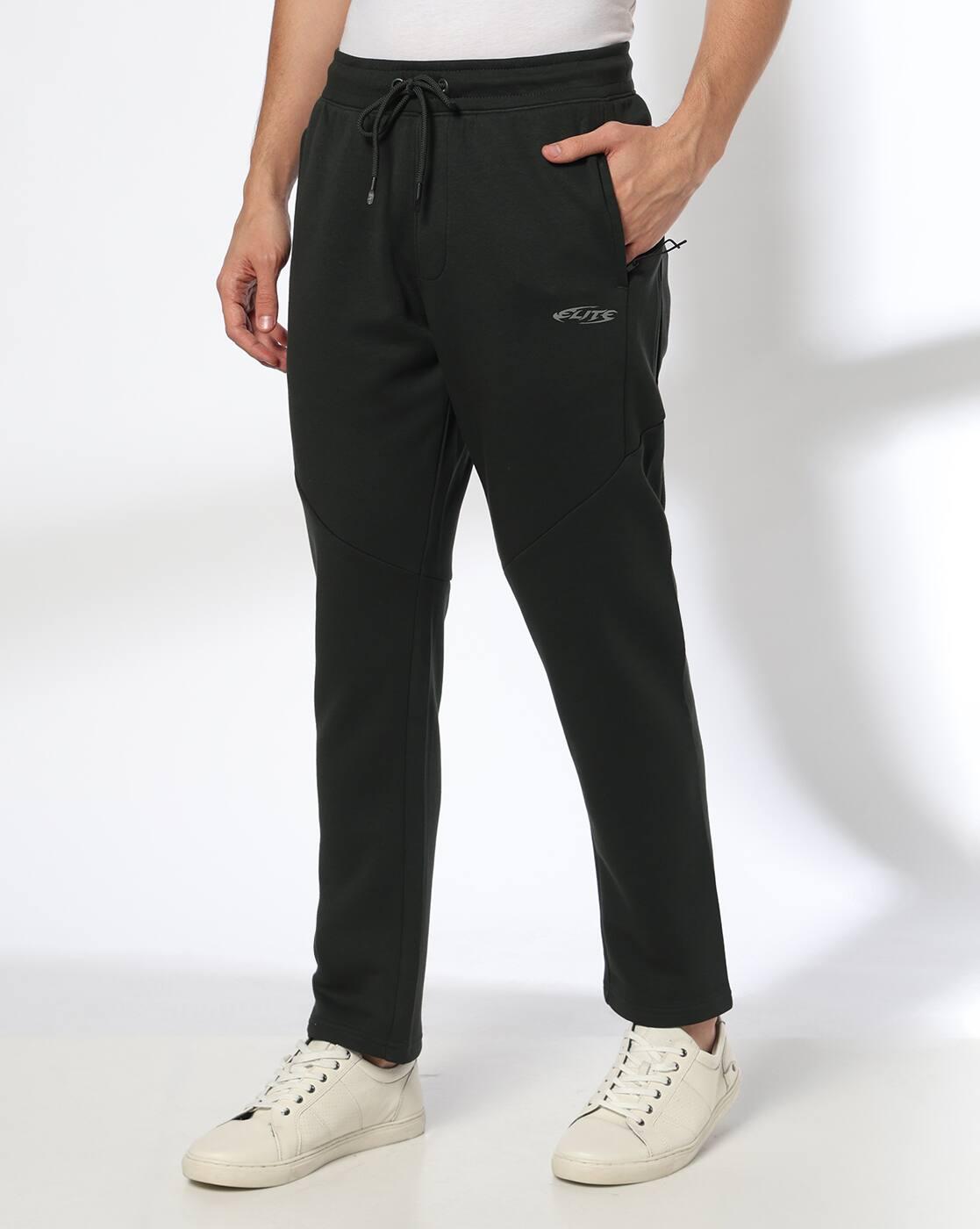 Men Straight Track Pants with Drawstring Waist