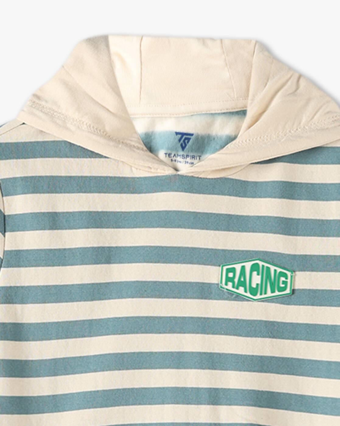 Boys Striped Regular Fit Hoodie