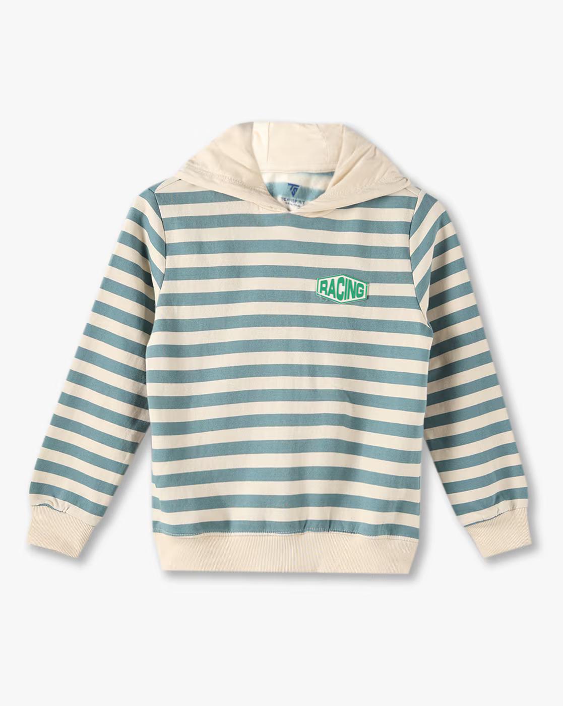 Boys Striped Regular Fit Hoodie