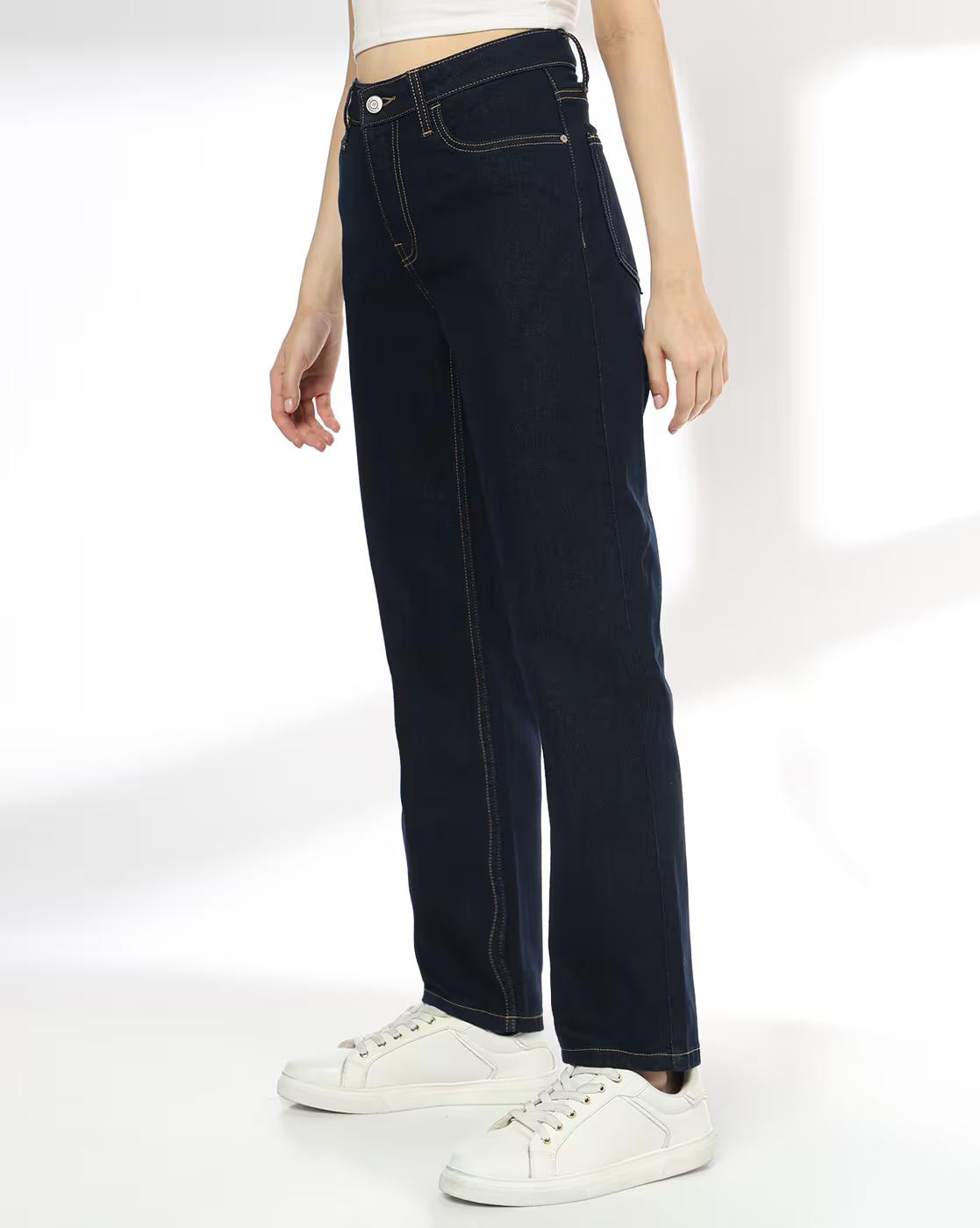 Women Mid-Rise Straight Jeans