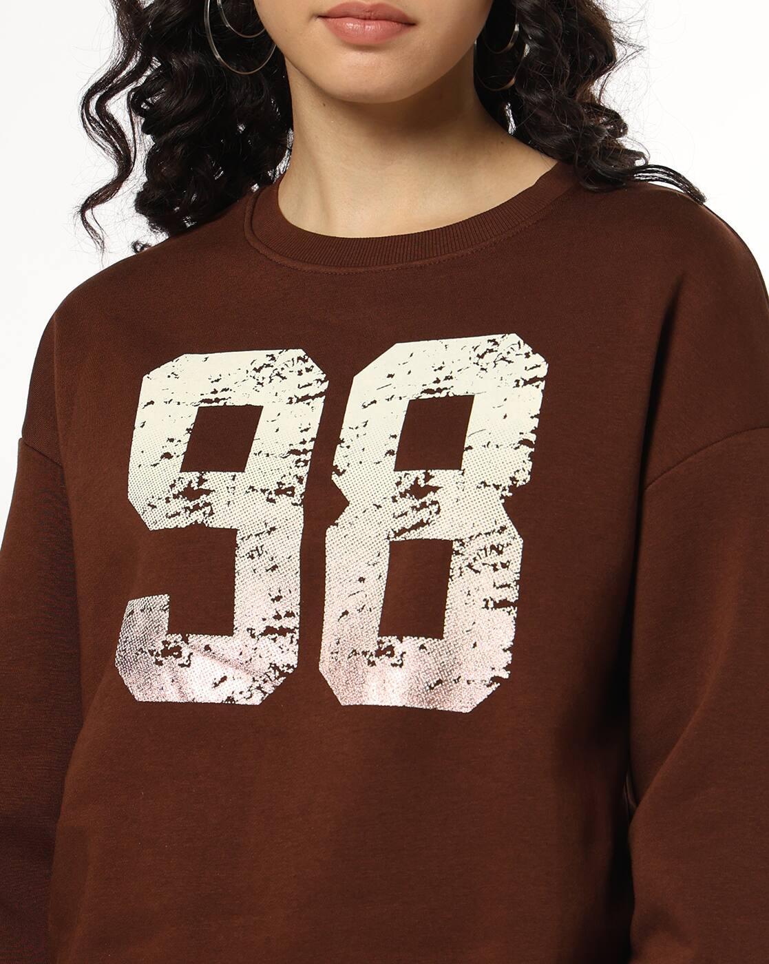 Women Numeric Print Regular Fit Round-Neck Sweatshirt