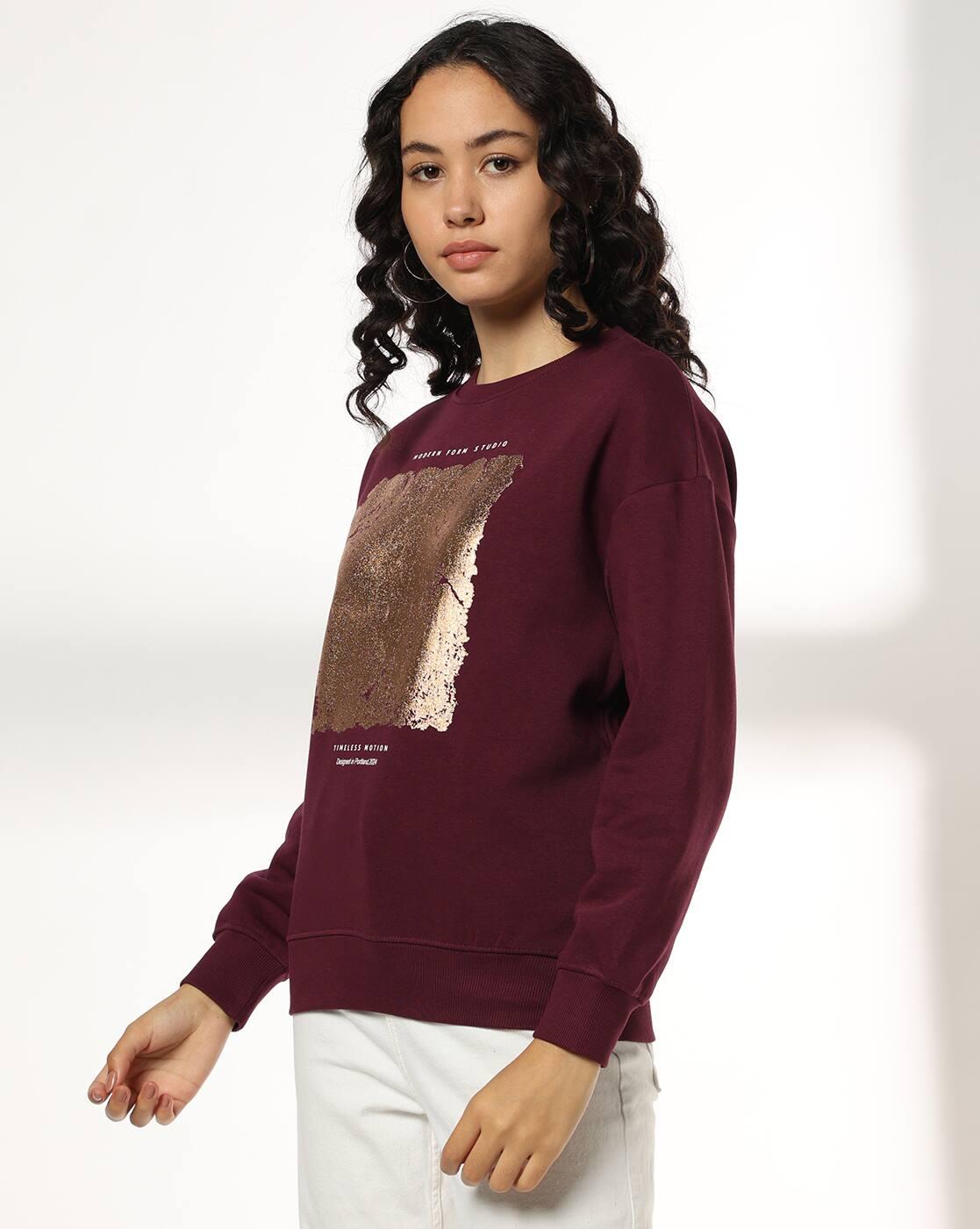 Women Graphic Print Regular Fit Crew-Neck Sweatshirt