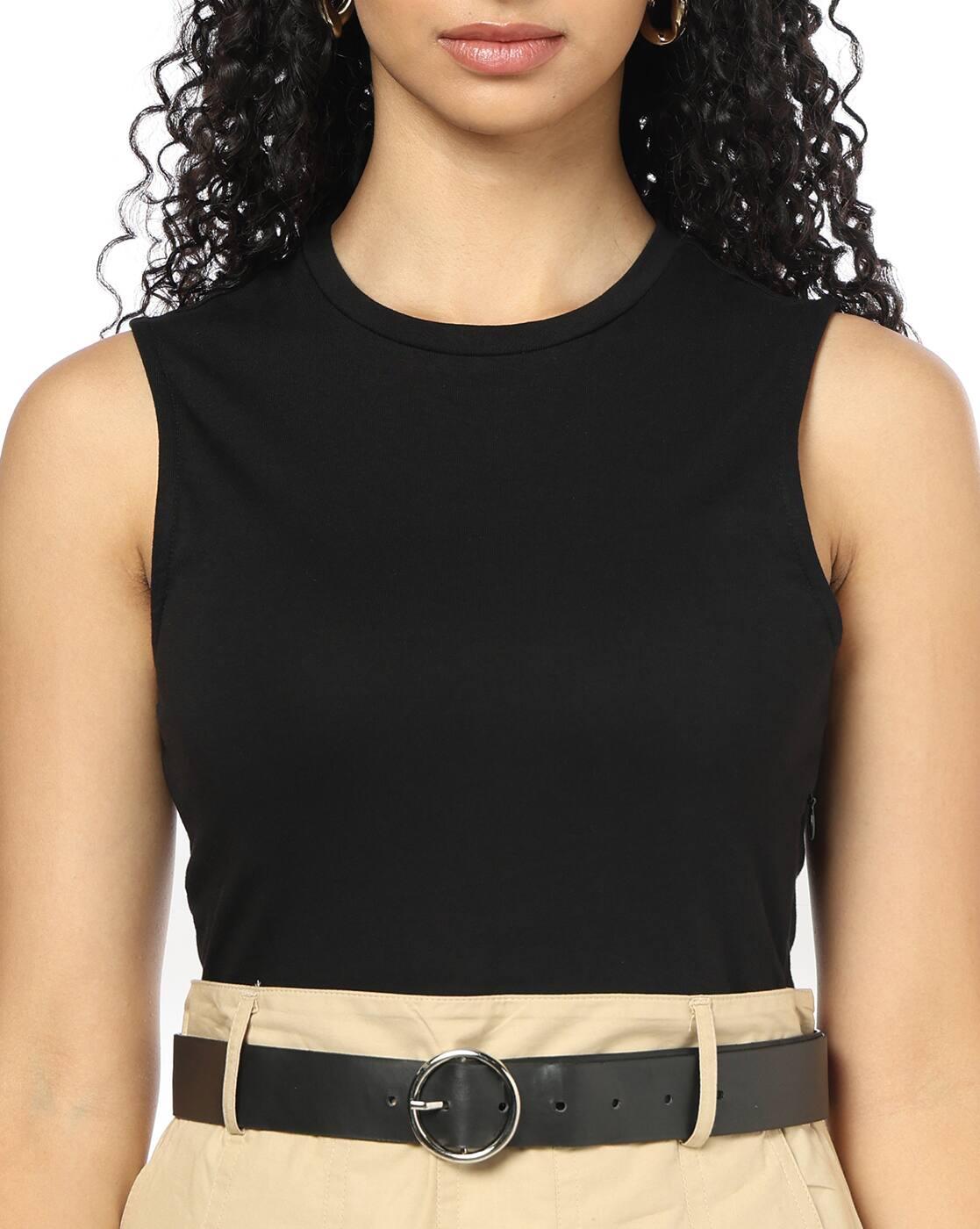 Women Pleated Dual Fabric Fit & Flare Dress with Belt