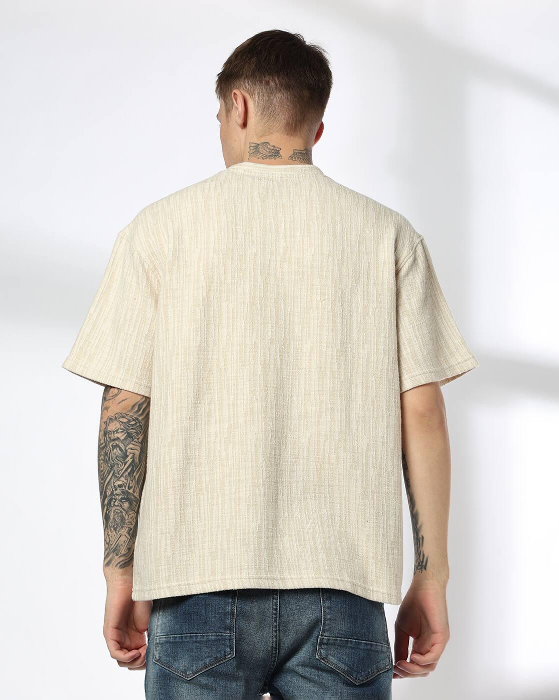 Men Patterned Boxy Fit Crew-Neck T-Shirt