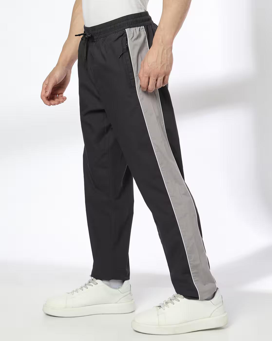 Men Contrast Side Panel Track Pants
